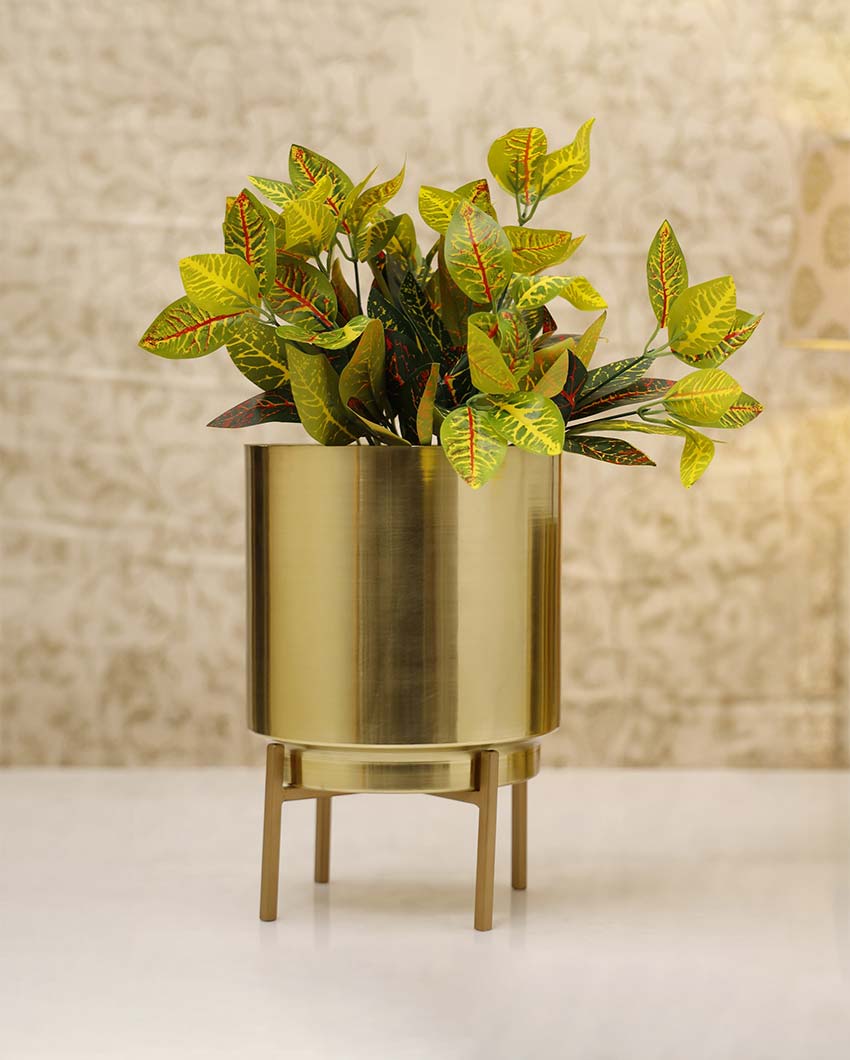 Ember Gold Metal Planter with Stand | Plant not included