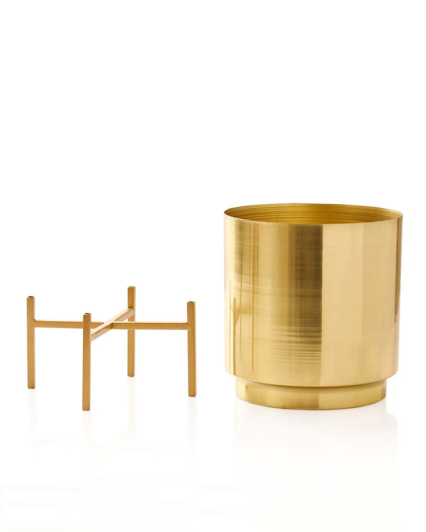 Ember Gold Metal Planter with Stand | Plant not included