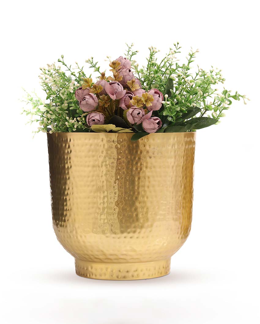 Lovely Mist Hammered Textured Metal Planter | Plant not included