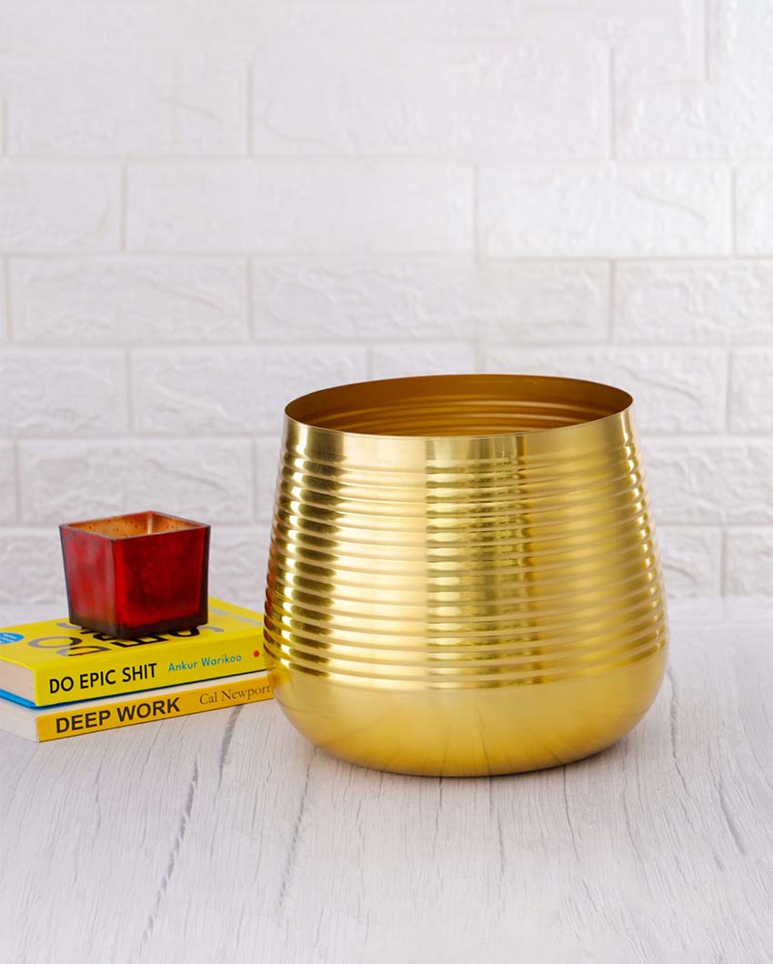 Ved Sophisticated Gold Metal Planter | Plant not included