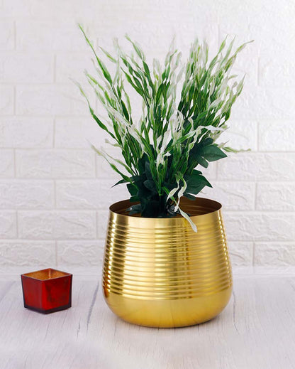 Ved Sophisticated Gold Metal Planter | Plant not included