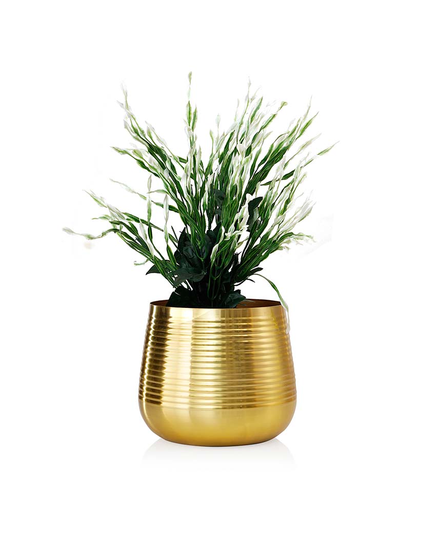 Ved Sophisticated Gold Metal Planter | Plant not included