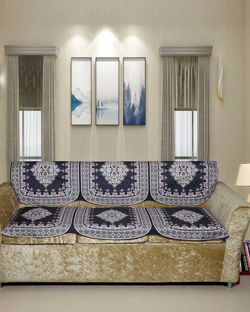 Vintage Digital Printed Sofa Cover for Five Seater | Pack of 6