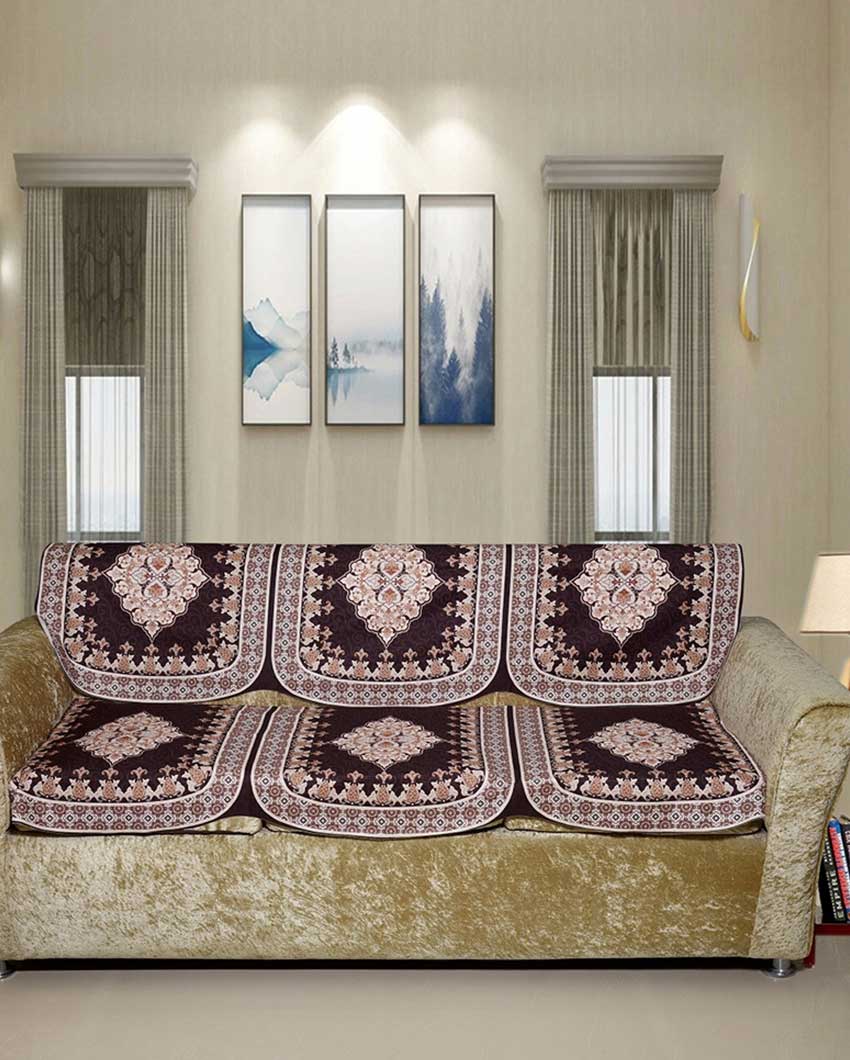 Vintage Digital Printed Sofa Cover for Five Seater | Pack of 6