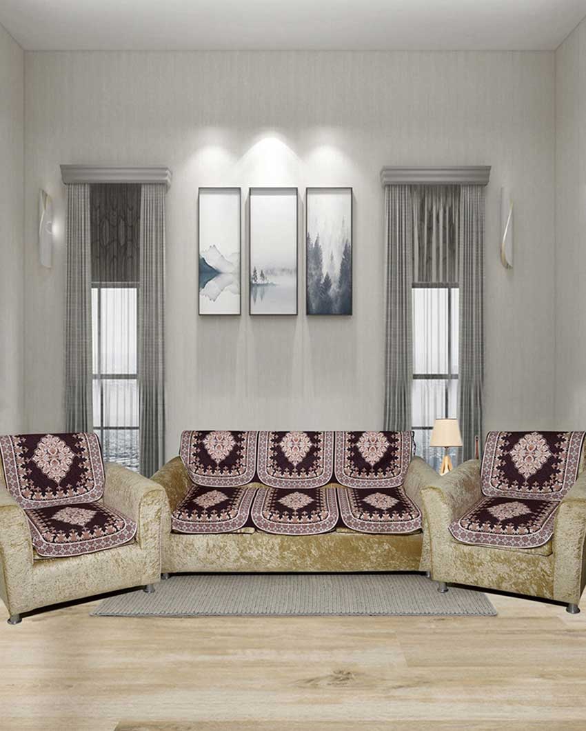 Vintage Digital Printed Sofa Cover for Five Seater | Pack of 6