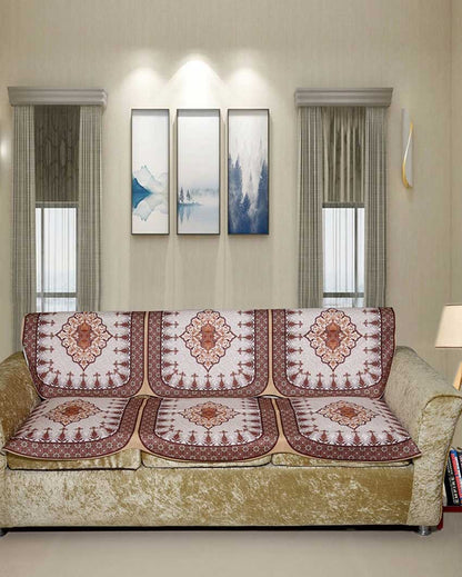 Vintage Digital Printed Sofa Cover for Five Seater | Pack of 6