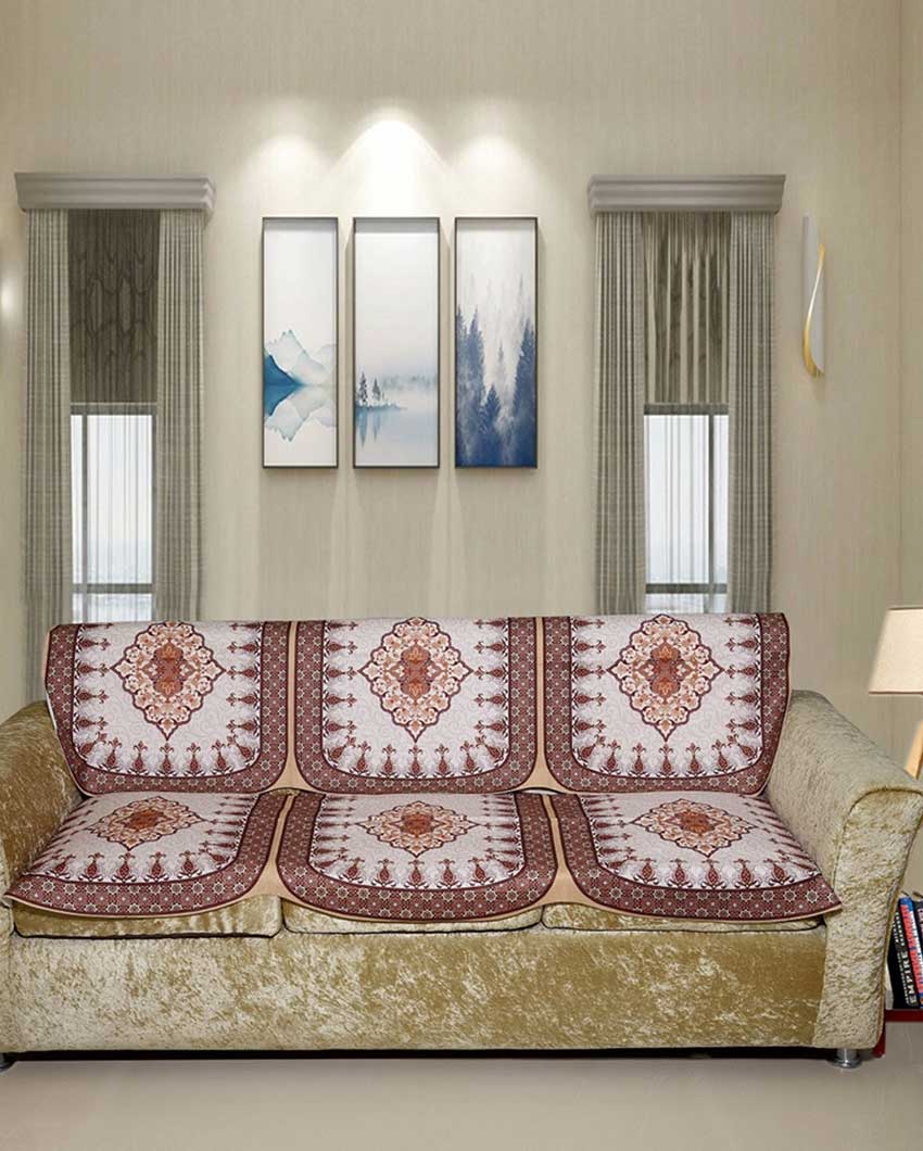 Vintage Digital Printed Sofa Cover for Five Seater | Pack of 6