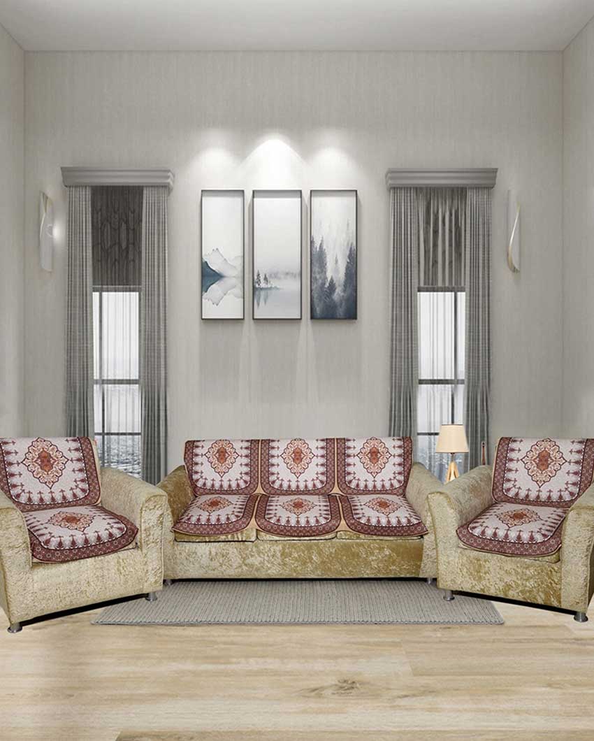 Vintage Digital Printed Sofa Cover for Five Seater | Pack of 6