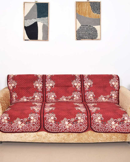 Whimsical Wild Flower Velvet Sofa Cover for Five Seater | Pack of 6