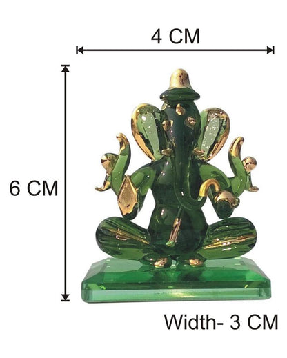 Pagri Ganesha Double Face Crystal Glass Showpiece | 2 x 3 inches