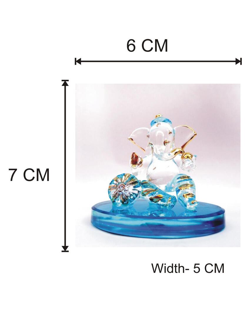 Masand Ganesha Crystal Glass Showpiece | Set of 2 | 3 x 2 inches