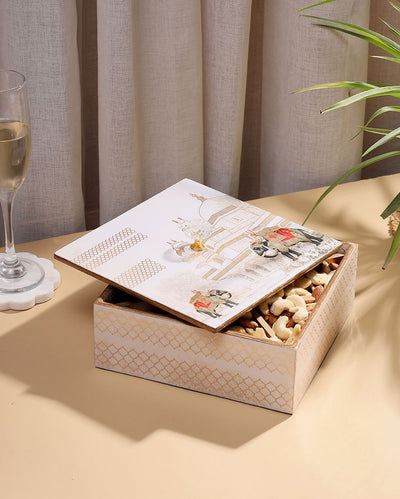 Unique Shape Enamel Coated Square Organizer Box | 10 x 10 x 4 inches