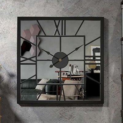 Square Roman Mirror Metal Wall Clock