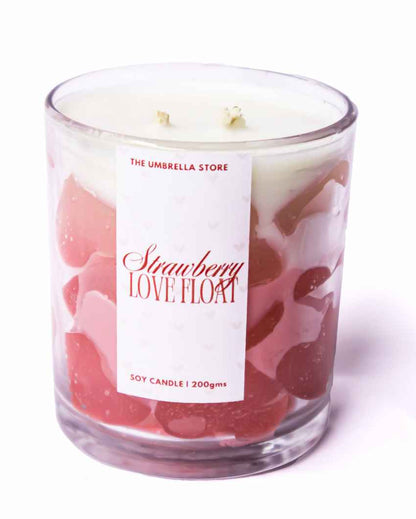 Romantic Bliss Strawberry Love Float White Scented Glass Jar Candle | 3 x 3 inches