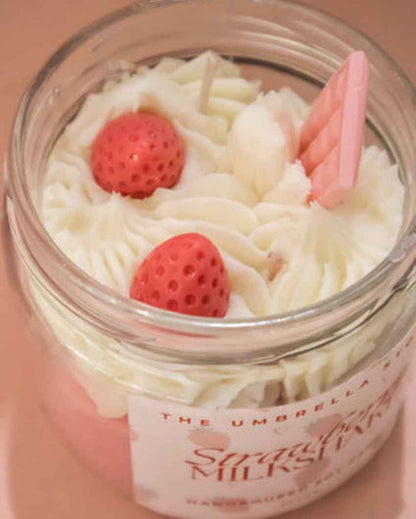 Whimsical Strawberry Milkshake Scented Jar Candle | 4 x 4 inches