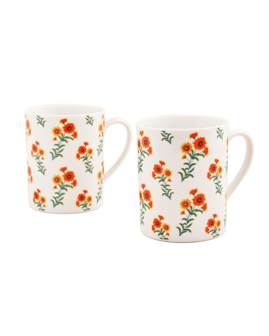 Summer Garden Porcelain Coffee Mugs | Set Of 2