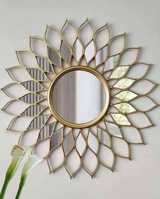 Bright and Charming Sunflower Metal Wall Mirror | 24 inches