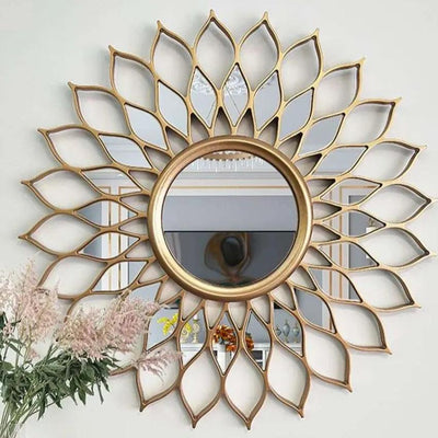 Bright and Charming Sunflower Metal Wall Mirror | 24 inches