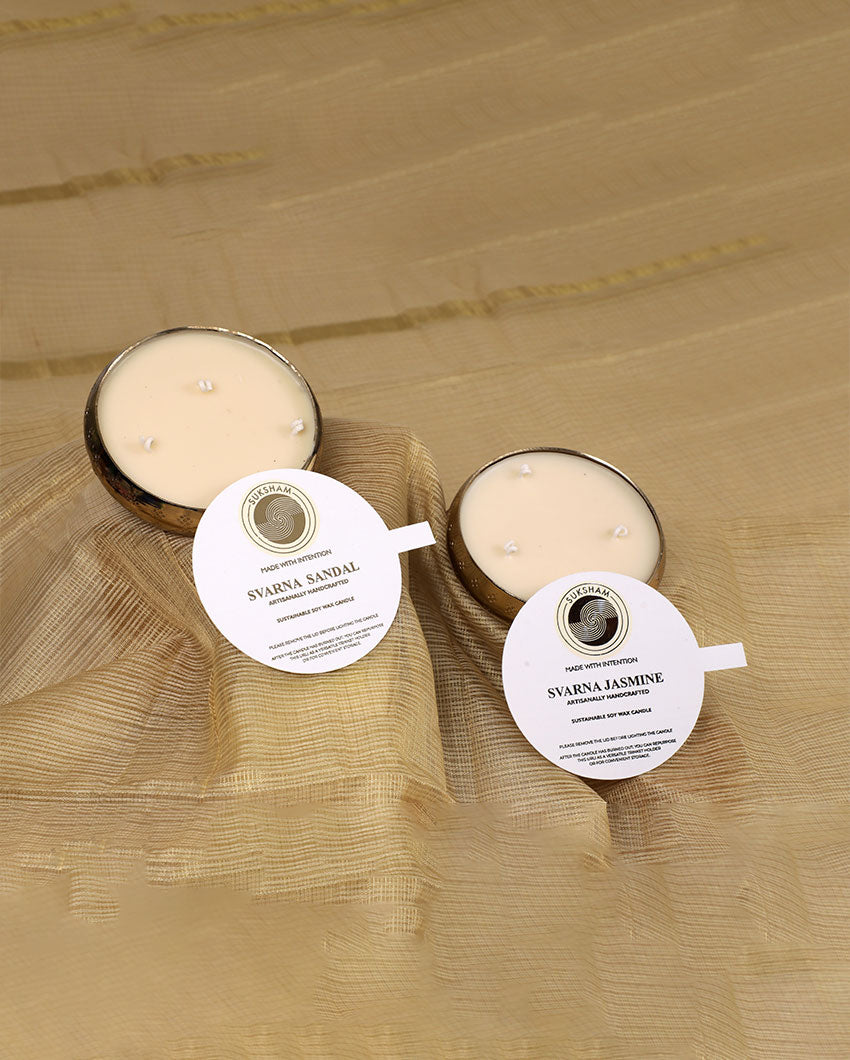 Sandalwood & Jasmine Soy Wax Tea Light Candle | Set of 2 | 10 x 13 cm / 4 x 5 inches