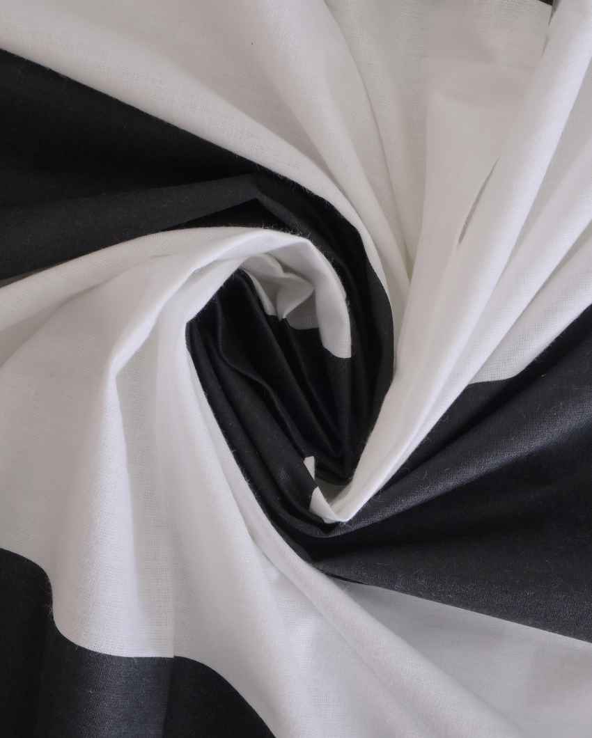 Luxurious Silky Touch Cotton Single Bed Flat Black & White Bedsheet with Pillow Cover | Pack of 2