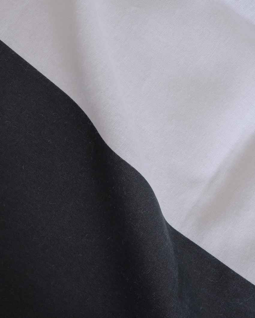 Luxurious Silky Touch Cotton Single Bed Flat Black & White Bedsheet with Pillow Cover | Pack of 2