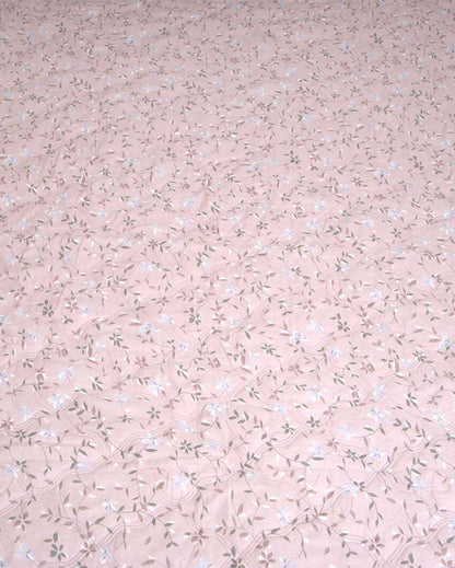 Pink Leafs Printed Cotton Reversible & Cozy Single Bed Comforter | Set Of 2 | 90 x 60 inches