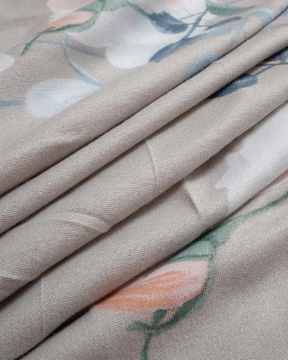 Beautiful Roses Printed Cotton Mix Double Bed Fitted Bedsheet Set