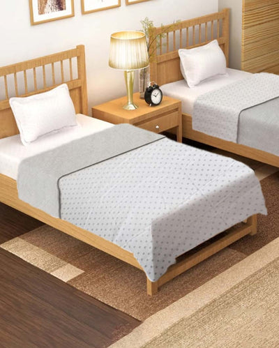 White Little Flower Printed Silky Touch Single Bed Cotton Dohars | Set Of 2 | 90 x 60 inches