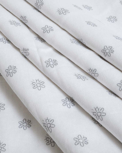 White Little Flower Printed Silky Touch Single Bed Cotton Dohars | Set Of 2 | 90 x 60 inches