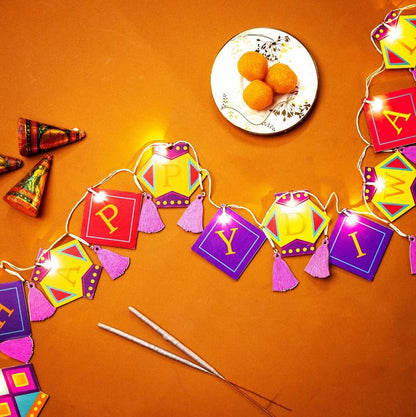 Festival Decorative Lantern & Happy Diwali Light Bunting Default Title