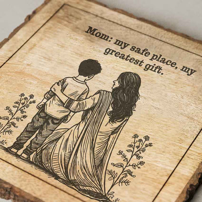 Woodwhispers Handcrafted Mango Wood Brown Plaque with Stand Gift Set | 8 x 8 inches