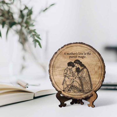 Graingrace Handcrafted Mango Wood Brown Plaque with Stand Gift Set | 8 inches