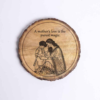 Graingrace Handcrafted Mango Wood Brown Plaque with Stand Gift Set | 8 inches