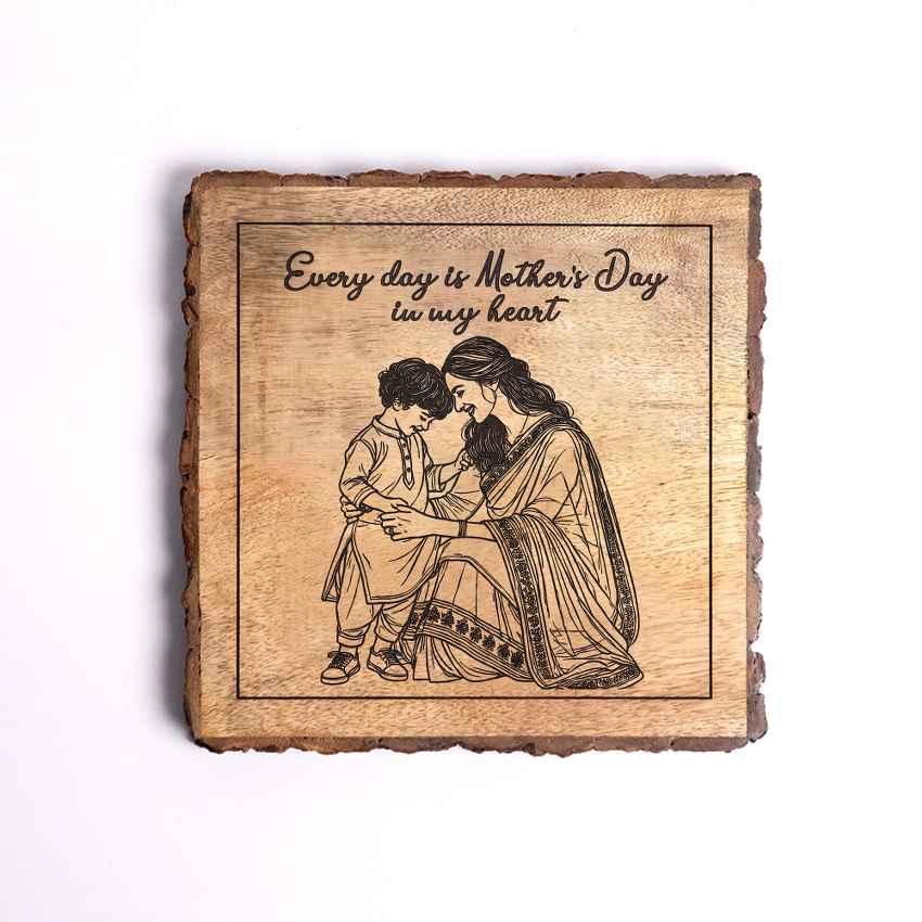 Dearroot Handcrafted Mango Wood Brown Plaque with Stand Gift Set | 8 x 8 inches