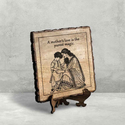 Timelesswood Handcrafted Mango Wood Brown Plaque with Stand Gift Set | 8 x 8 inches