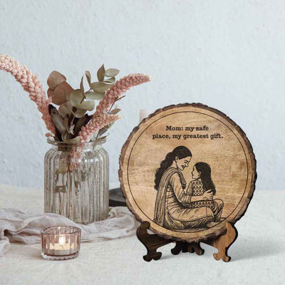 Carvedlove Handcrafted Mango Wood Brown Plaque with Stand Gift Set | 8 inches
