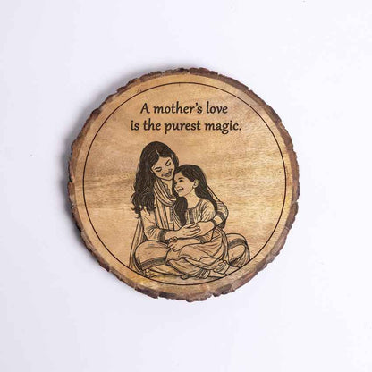 Rootedhug Handcrafted Mango Wood Brown Plaque with Stand Gift Set | 8 inches