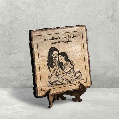Heirloomhue Handcrafted Mango Wood Brown Plaque with Stand Gift Set | 8 x 8 inches