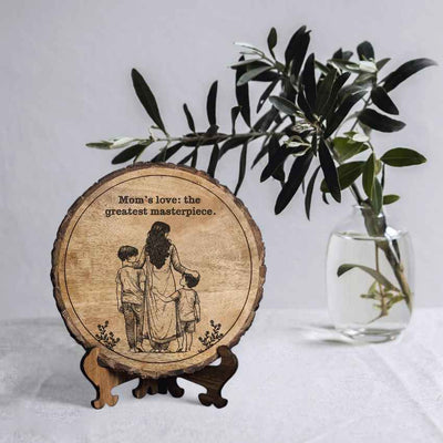 Treetale Handcrafted Mango Wood Brown Plaque with Stand Gift Set | 8 inches