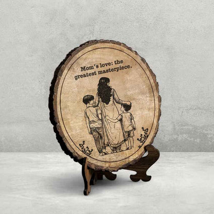 Treetale Handcrafted Mango Wood Brown Plaque with Stand Gift Set | 8 inches