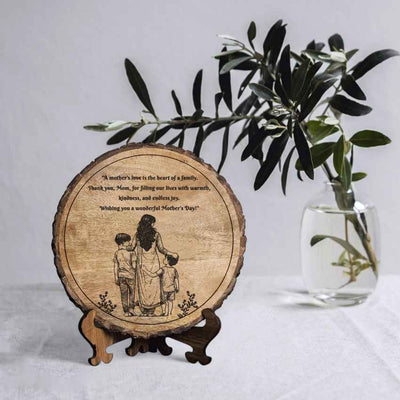 Craftednest Handcrafted Mango Wood Brown Plaque with Stand Gift Set | 8 inches