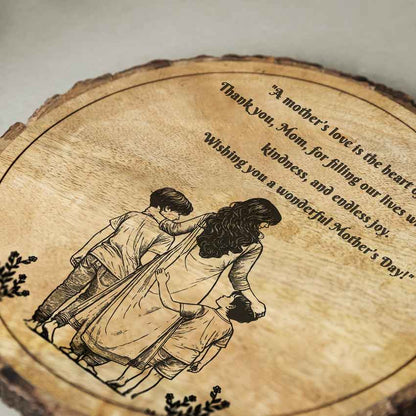 Craftednest Handcrafted Mango Wood Brown Plaque with Stand Gift Set | 8 inches