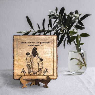 Loveboard Handcrafted Mango Wood Brown Plaque with Stand Gift Set | 8 x 8 inches
