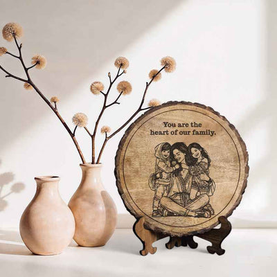 Warmwood Handcrafted Mango Wood Brown Plaque with Stand Gift Set | 8 inches