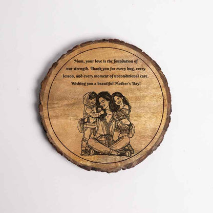 Grainedbond Handcrafted Mango Wood Brown Plaque with Stand Gift Set | 8 inches