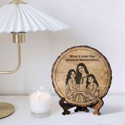 Whisperwood Handcrafted Mango Wood Brown Plaque with Stand Gift Set | 8 inches
