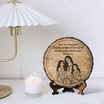 Rustichug Handcrafted Mango Wood Brown Plaque with Stand Gift Set | 8 inches