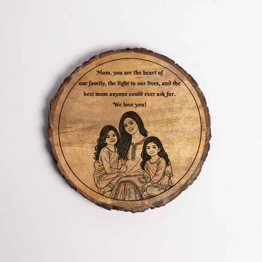 Rustichug Handcrafted Mango Wood Brown Plaque with Stand Gift Set | 8 inches