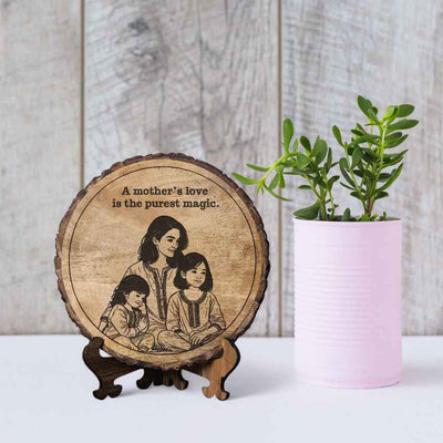 Plankbless Handcrafted Mango Wood Brown Plaque with Stand Gift Set | 8 inches