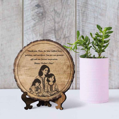 Woodmirth Handcrafted Mango Wood Brown Plaque with Stand Gift Set | 8 inches